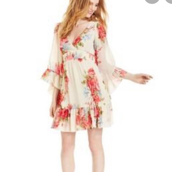 Betsey Johnson Boho Floral Bell Sleeve Dress sz 8 - Picture 4 of 9